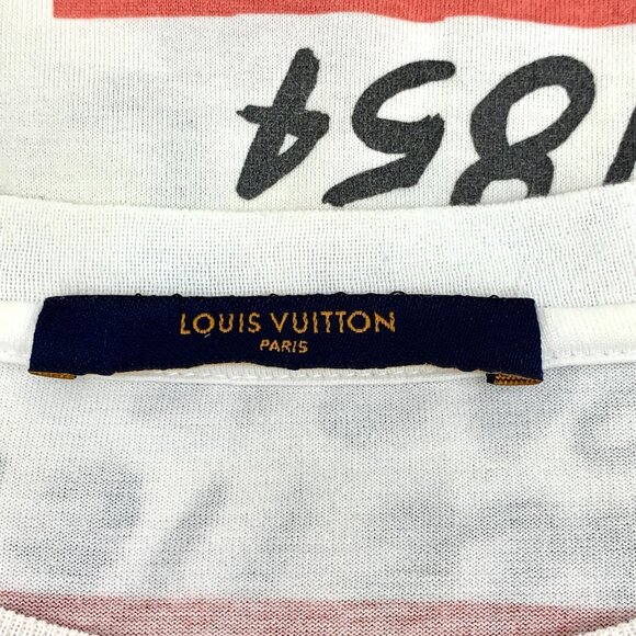 Louis Vuitton White Logo Print Cotton Round-Neck Short-Sleeve T-Shirt Size S Mad - Picture 5 of 8